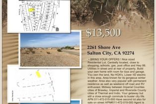 Land, 2261 Shore AVE, CA  , CA 92274